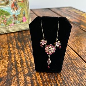 Michal Negrin Swarovski Crystal Pink Floral Necklace